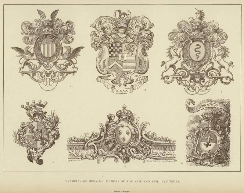 Beispiele für heraldische Designs des XVII. und XVIII. Jahrhunderts von English School