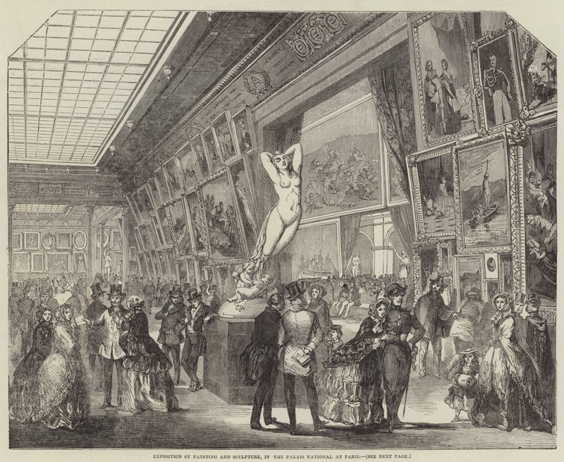 Ausstellung von Malerei und Skulptur im Palais National in Paris (Stich) von English School
