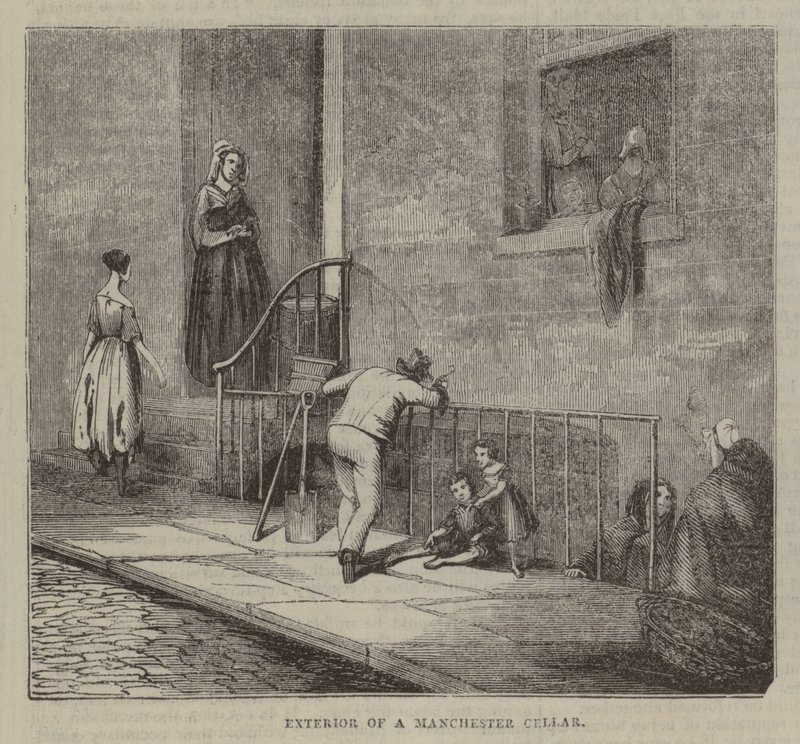 Außenansicht eines Kellers in Manchester von English School