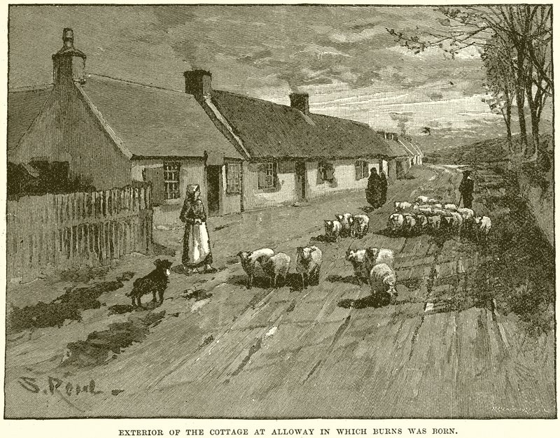 Außenansicht des Cottage in Alloway, in dem Burns geboren wurde von English School