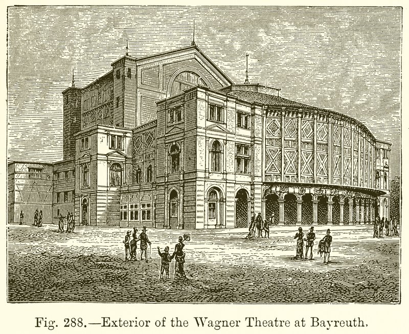 Außenansicht des Wagner-Theaters in Bayreuth von English School
