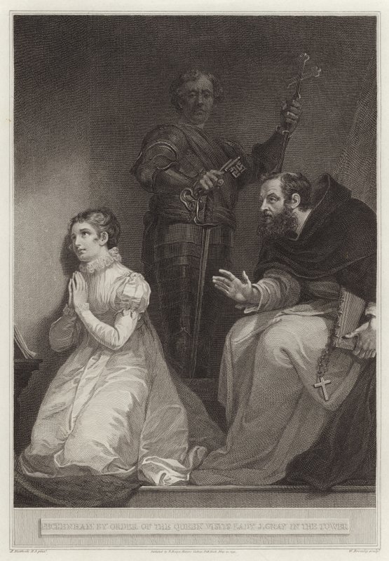 Feckenham besucht Lady Jane Gray im Auftrag der Königin im Turm von English School