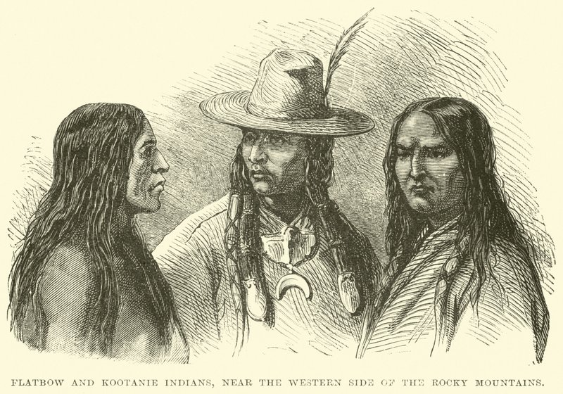 Flatbow- und Kootanie-Indianer nahe der Westseite der Rocky Mountains von English School