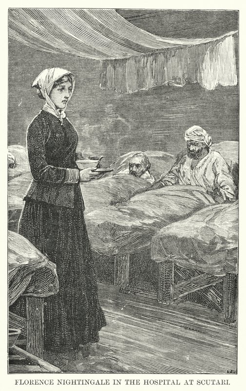 Florence Nightingale im Krankenhaus von Scutari (Stich) von English School