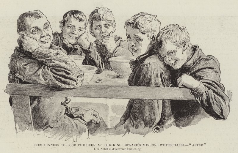 Kostenlose Abendessen für arme Kinder in der King Edward