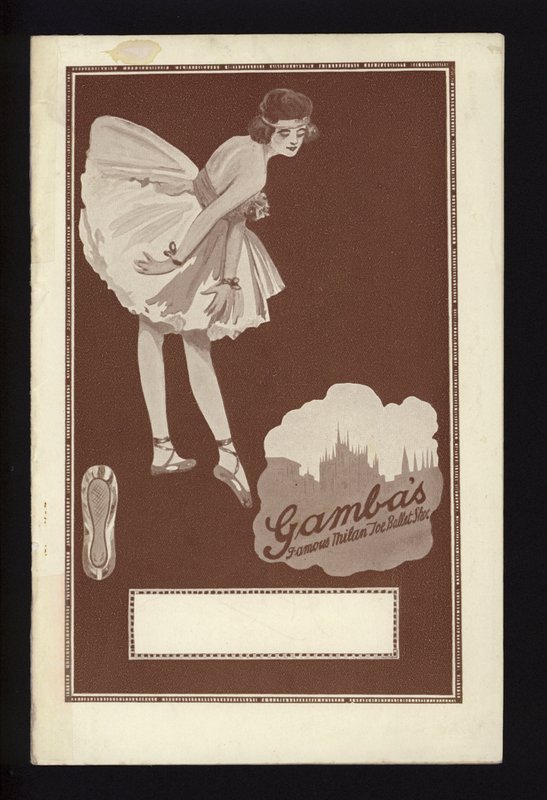 Titelseite des Katalogs von Gambas berühmtem Mailänder Zehen-Ballettschuh von English School
