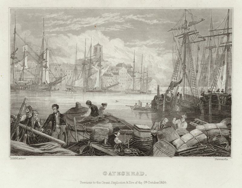 Gateshead vor der großen Explosion und dem Feuer am 6. Oktober 1854 von English School