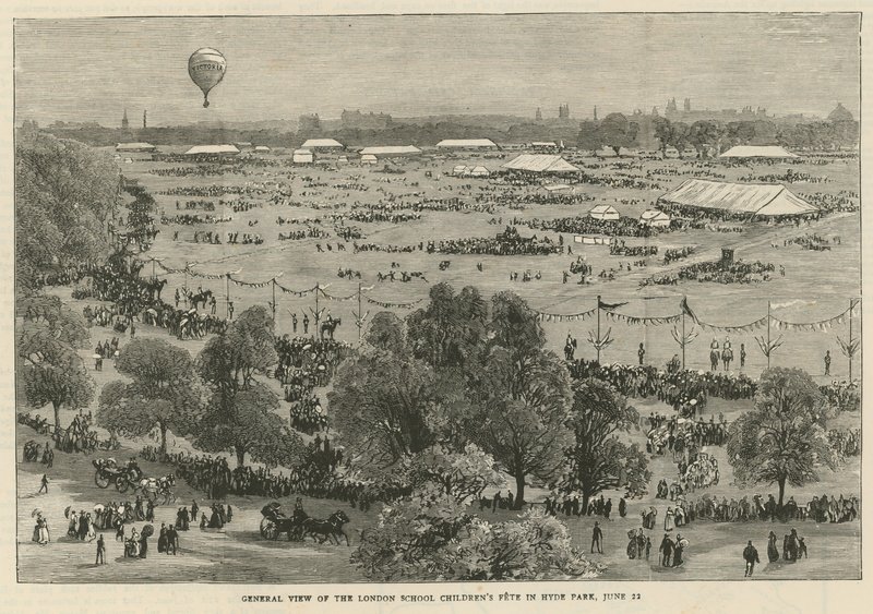 Gesamtansicht des Festes der Londoner Schulkinder im Hyde Park von English School