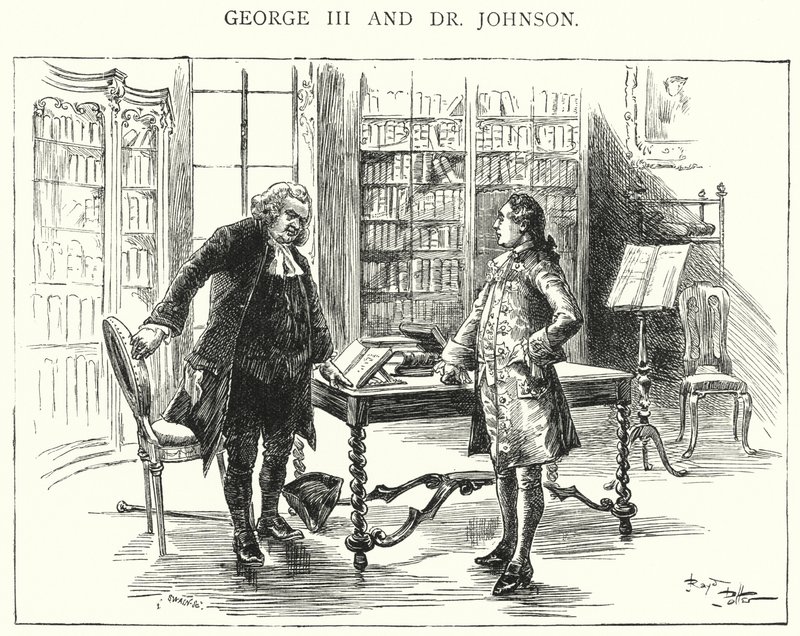 George III und Dr. Johnson (Gravur) von English School