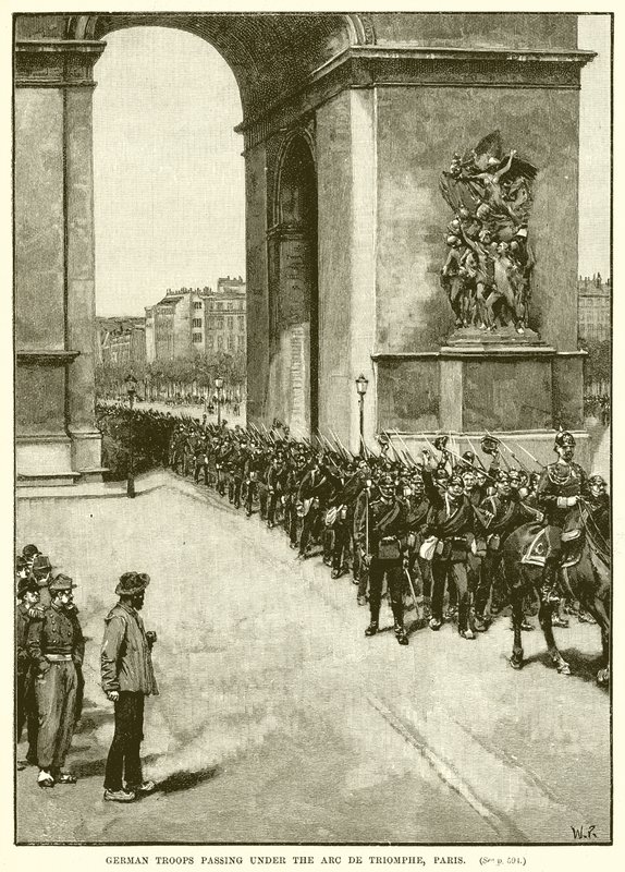 Deutsche Truppen marschieren unter dem Arc de Triomphe, Paris von English School