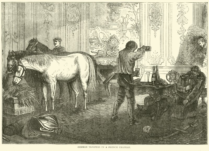 Deutsche Soldaten in einem französischen Schloss, September 1870 von English School