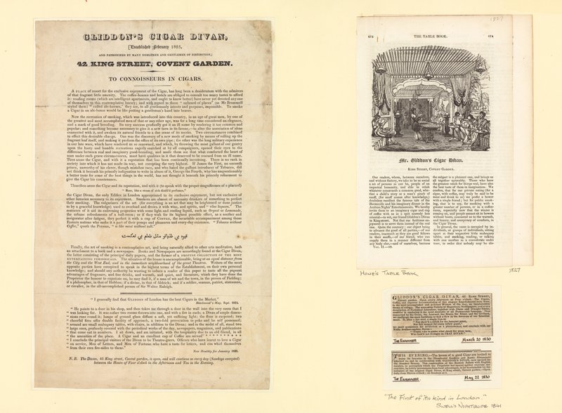 Gliddons Cigar Divan, gegründet im Februar 1825 von English School