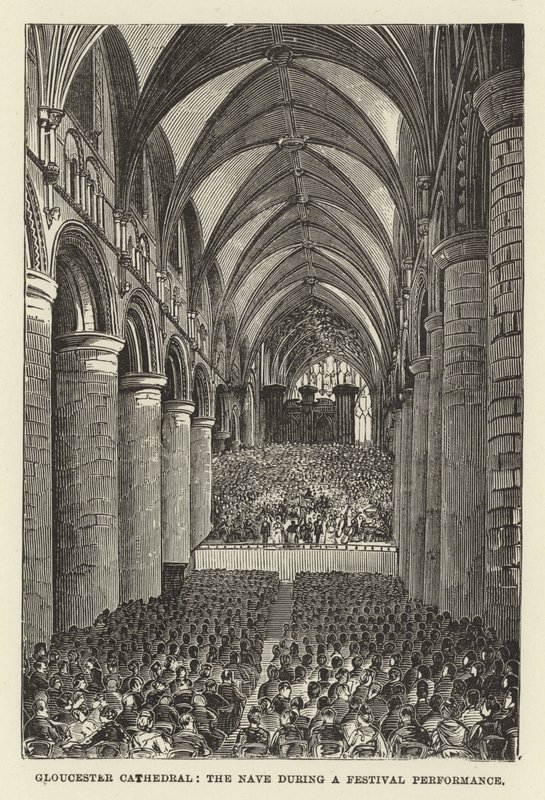 Gloucester Kathedrale, das Kirchenschiff während einer Festaufführung von English School