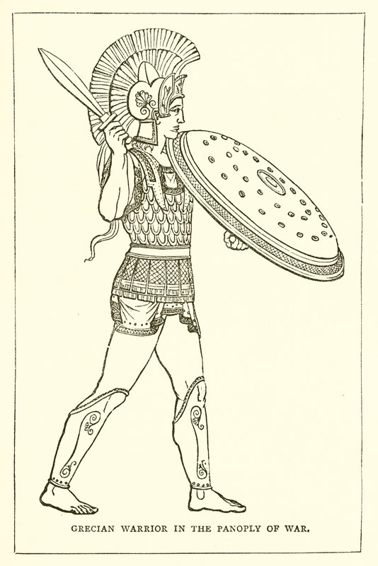 Griechischer Krieger in Kriegsrüstung von English School