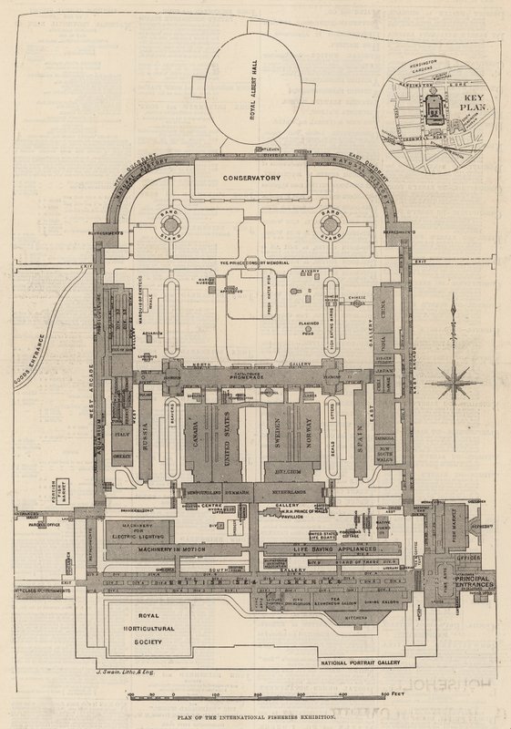 Grundriss der Internationalen Fischereiausstellung, South Kensington von English School