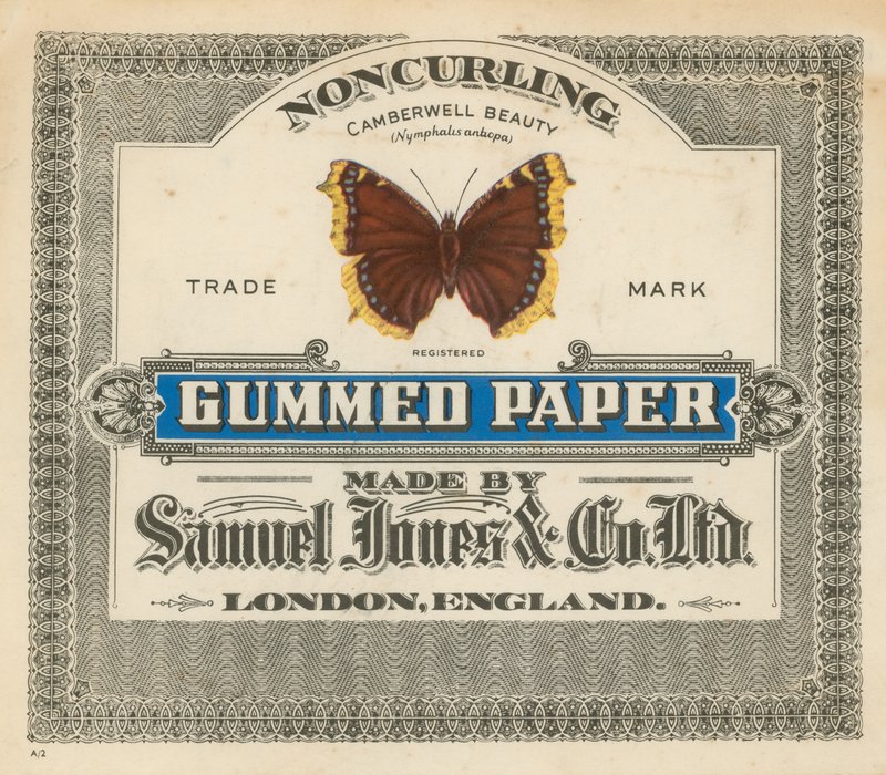 Gummiertes Papier, hergestellt von Samuel Jones & Co Ltd, London von English School