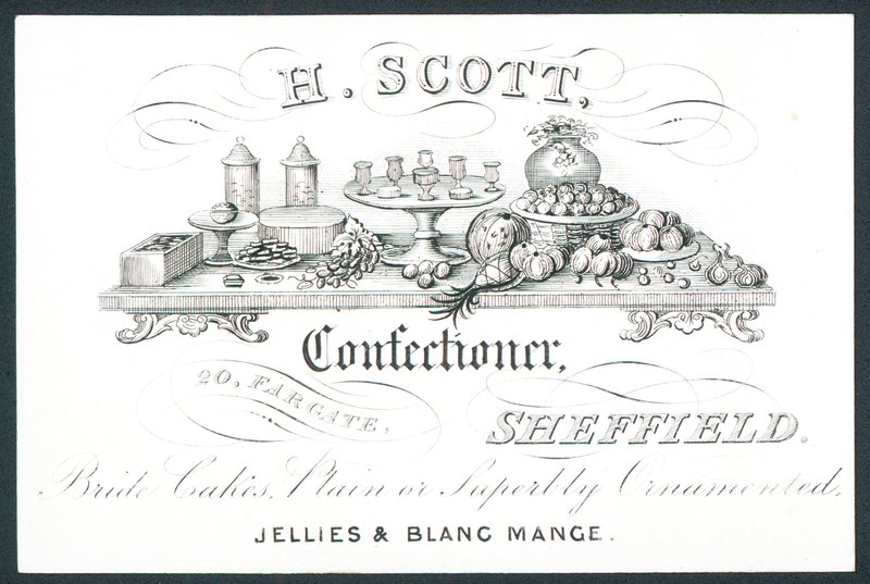 H Scott, Konditor, Visitenkarte von English School