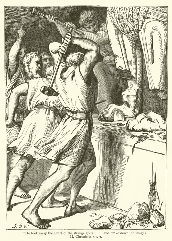 Er entfernte die Altäre der fremden Götter und zerbrach die Bilder (II, Chroniken, xiv, 3) von English School