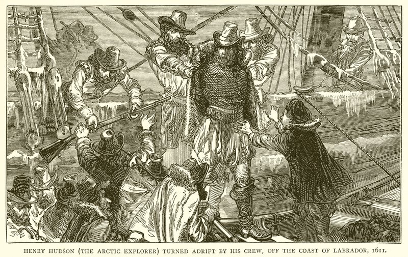 Henry Hudson (der Arktisforscher) wird von seiner Crew vor der Küste von Labrador ausgesetzt, 1611 von English School