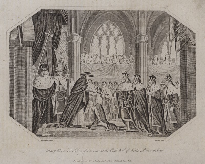 Heinrich VI. wird 1431 in der Kathedrale Notre Dame in Paris zum König von Frankreich gekrönt von English School