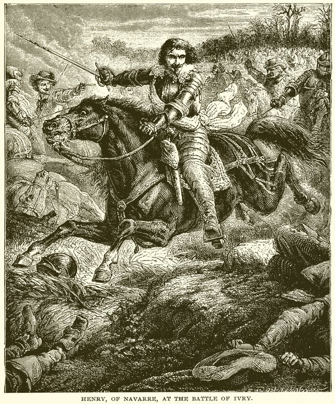 Heinrich von Navarra in der Schlacht von Ivry von English School