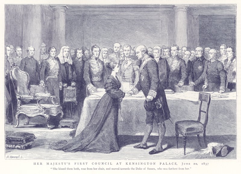 Der erste Rat Ihrer Majestät im Kensington-Palast, 20. Juni 1837 von English School