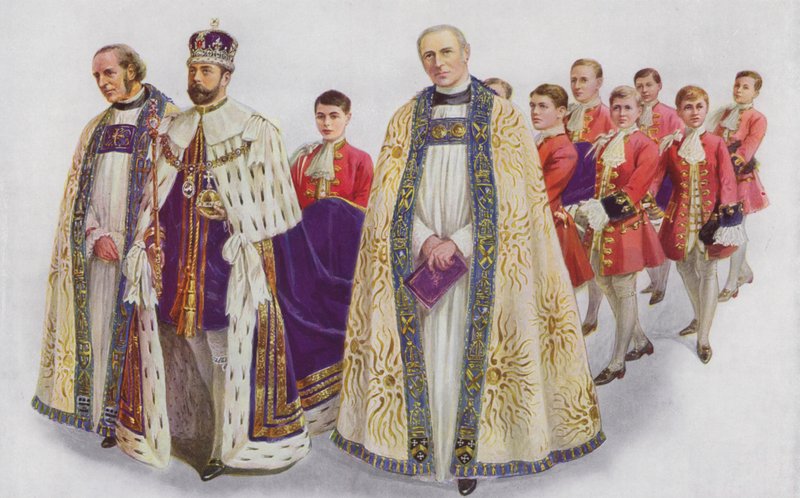 Seine Majestät der König betritt die Abtei von English School
