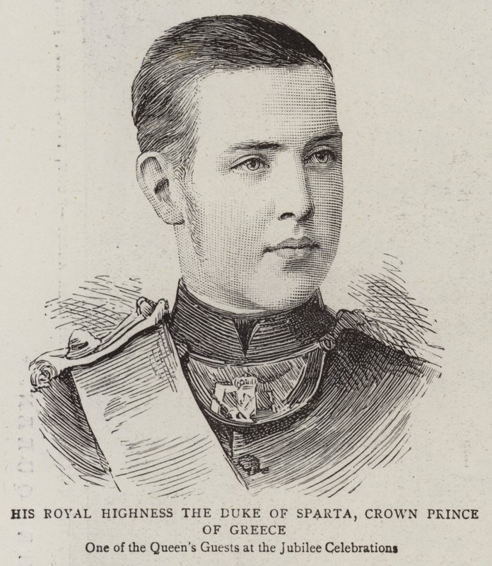Seine Königliche Hoheit der Herzog von Sparta, Kronprinz von Griechenland (Gravur) von English School