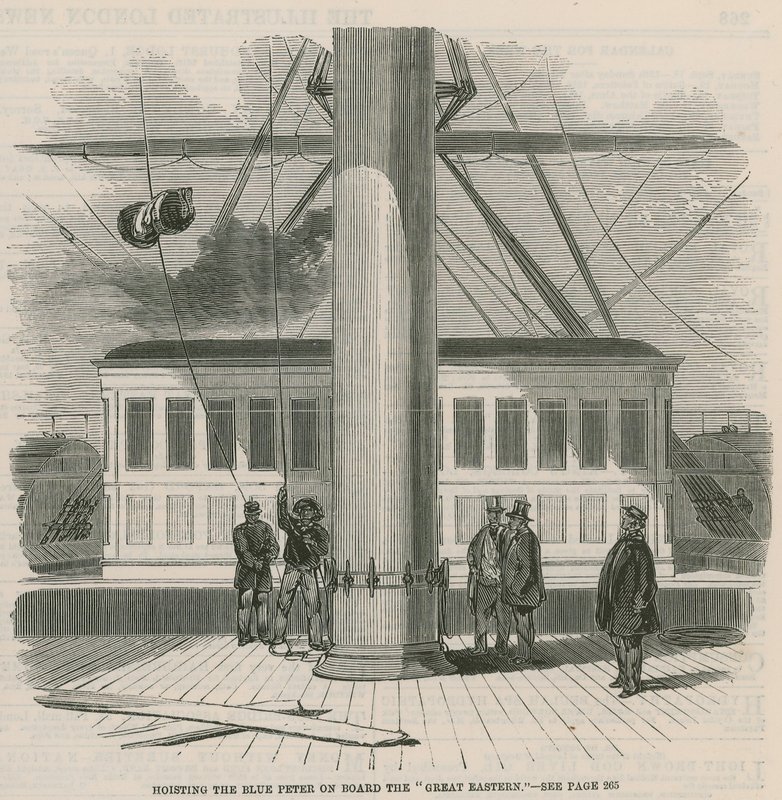 Hissen des Blue Peter an Bord der Great Eastern von English School