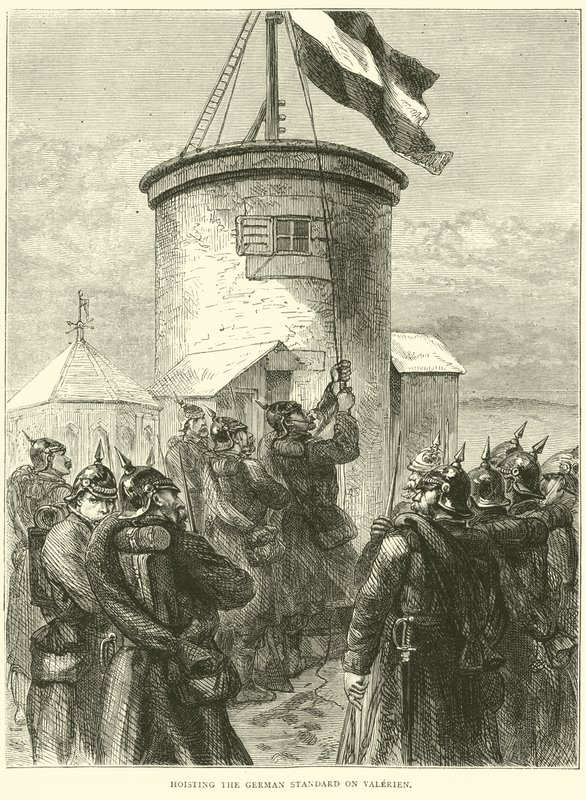 Hissen der deutschen Flagge auf Valerien, März 1871 von English School