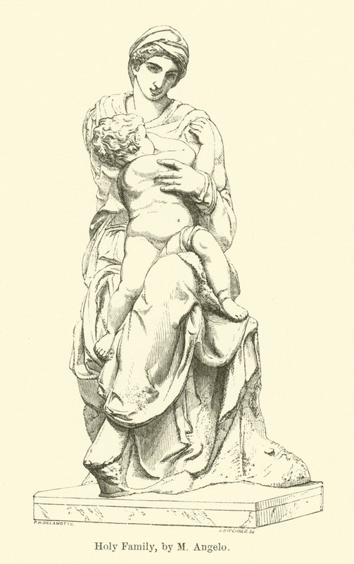 Heilige Familie, von M. Angelo (Gravur) von English School