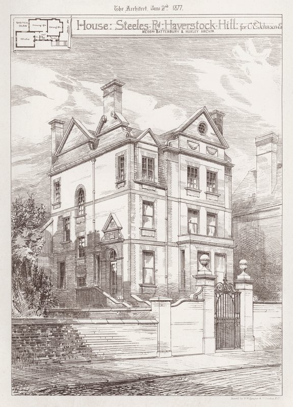 Haus, Steeles Road, Haverstock Hill, für C E Johnson (Stich) von English School