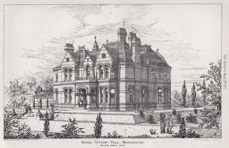 Haus, Tetlow, Fold, Manchester (Stich) von English School