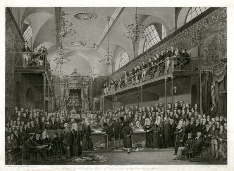 House of Lords während der wichtigen Untersuchung im Jahr 1820 von English School