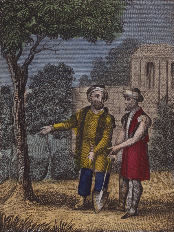 Wenn nach Schmerzen und Geduld, du sehen kannst ... (farbige Gravur) von English School