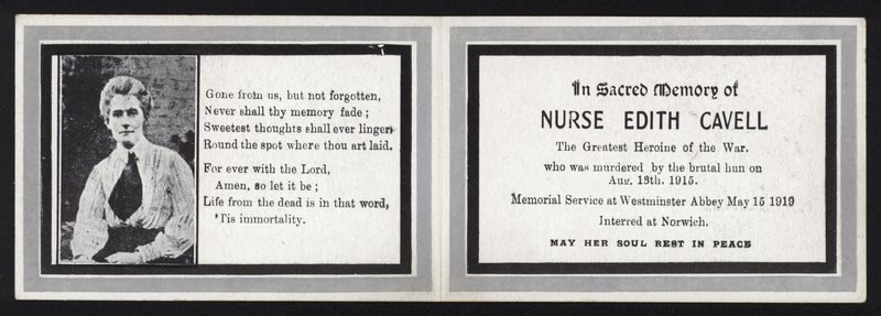 In heiliger Erinnerung an Krankenschwester Edith Cavell von English School