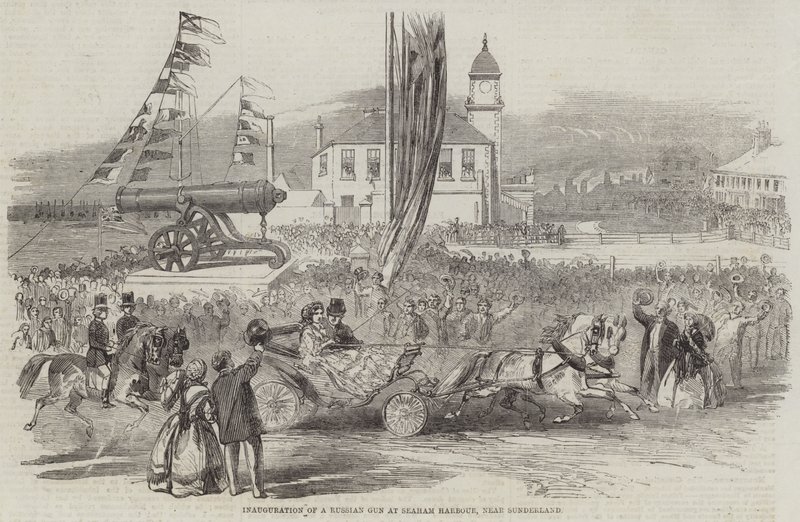 Einweihung einer russischen Kanone im Hafen von Seaham, nahe Sunderland von English School