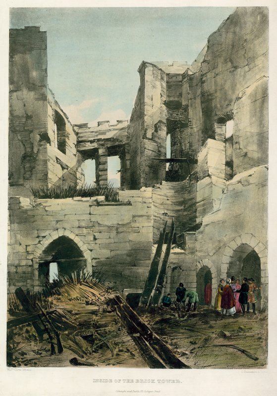 Innerhalb des Ziegelturms, Tower von London Feuer, 1841 von English School