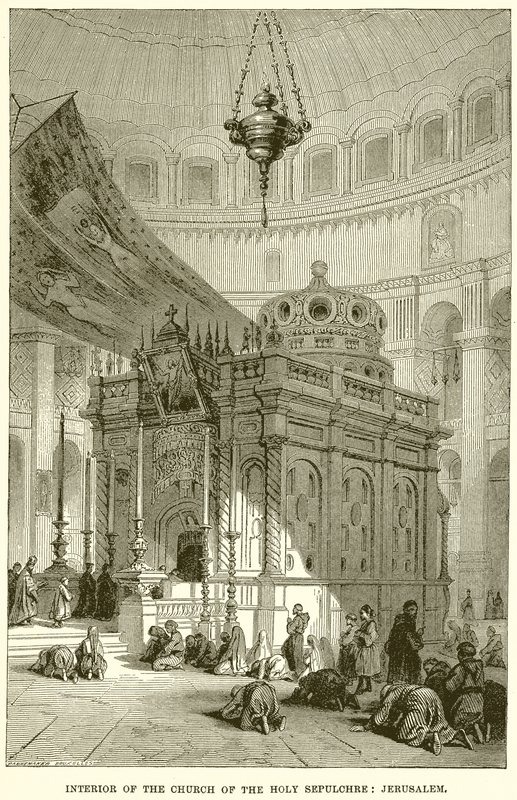 Innenraum der Grabeskirche: Jerusalem von English School