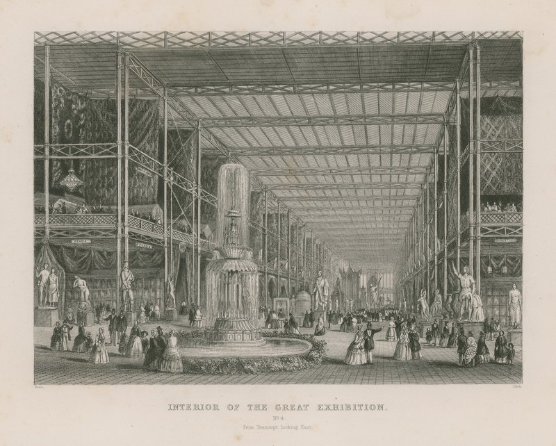 Innenansicht der Großen Ausstellung, 1851, vom Transept nach Osten blickend von English School