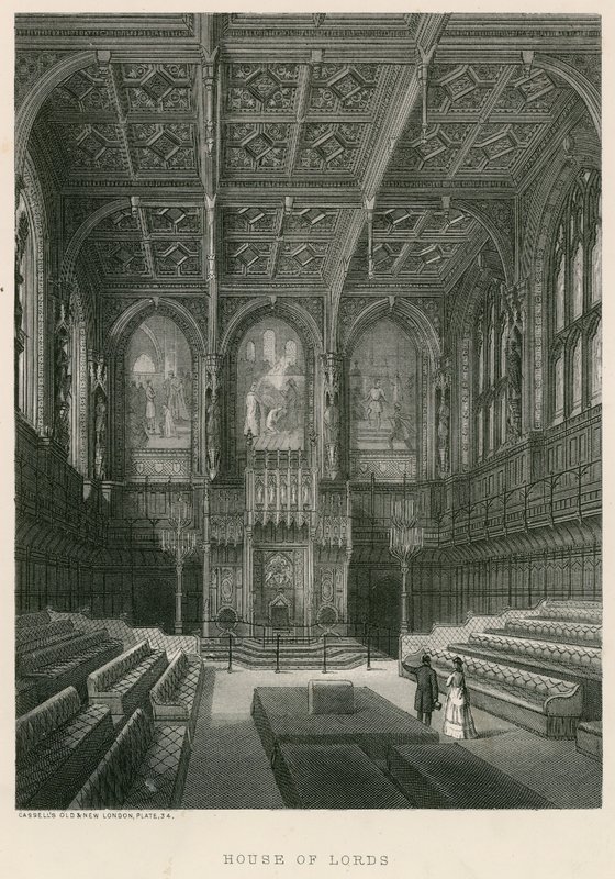 Innenansicht des House of Lords, Westminster, London von English School
