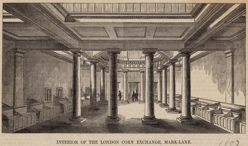 Innenansicht der Londoner Kornbörse, Mark Lane von English School