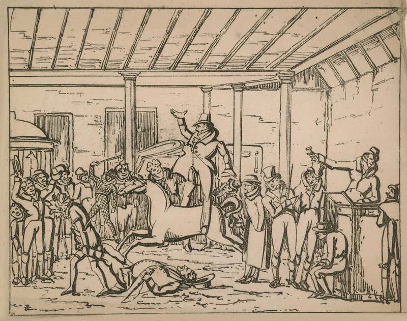 Innenansicht des alten Tattersalls Auktionshauses von English School