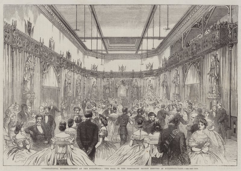 Internationales Unterhaltungsprogramm in der Guildhall, der Ball im temporären Salon im Guildhall-Yard von English School