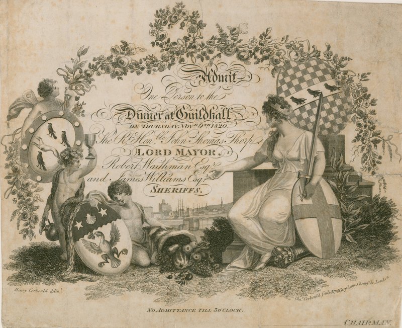 Einladung zu einem Bankett in der Guildhall, London, am 9. November 1820 von English School