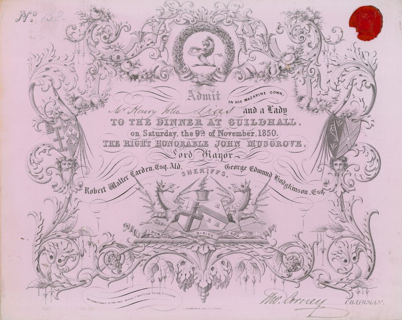 Einladung zu einem Bankett in der Guildhall, London, am 9. November 1850 von English School