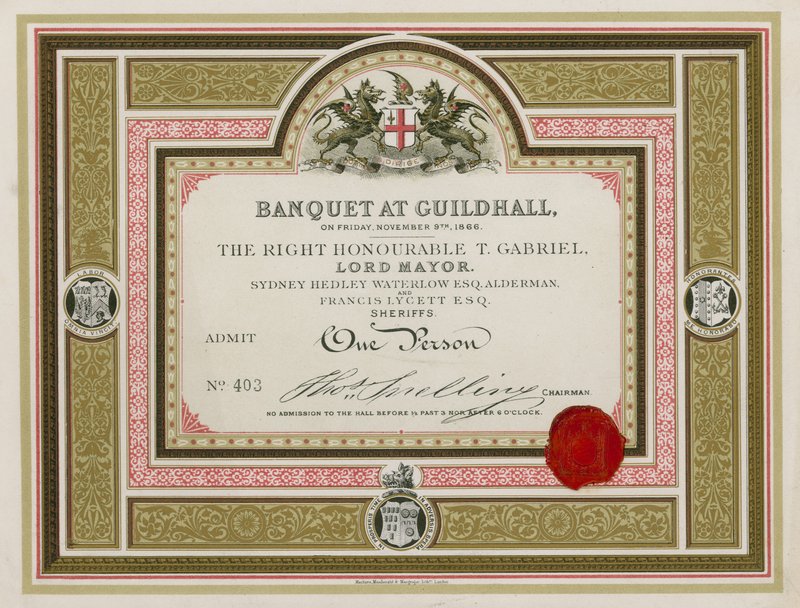 Einladung zu einem Bankett in der Guildhall, London, am 9. November 1866 von English School