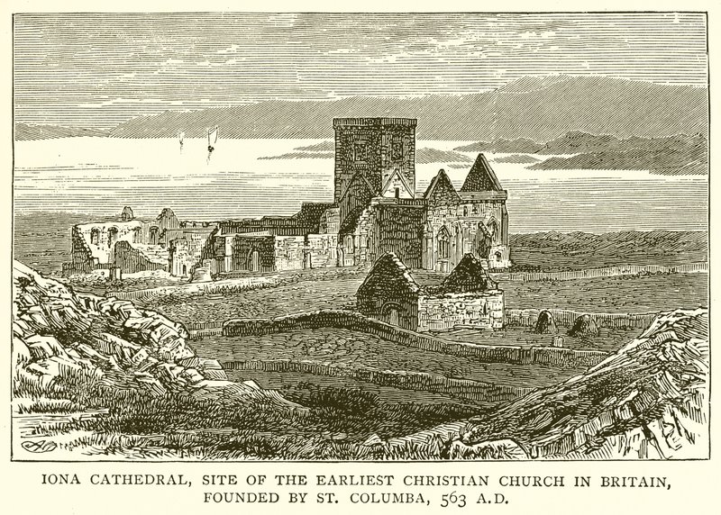 Iona-Kathedrale, Standort der frühesten christlichen Kirche in Großbritannien, gegründet von St. Columba, 563 n. Chr. von English School