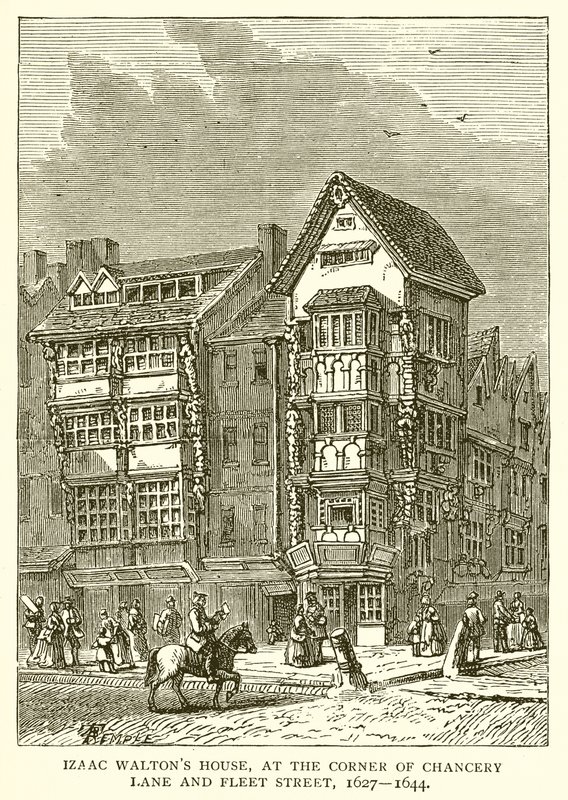 Izaac Waltons Haus an der Ecke von Chancery Lane und Fleet Street, 1627-1644 von English School