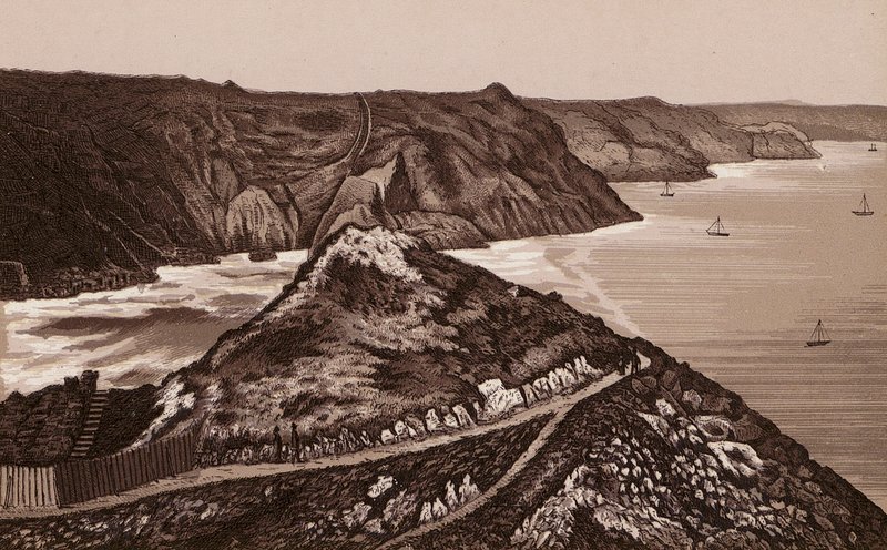 Jersey, Kanalinseln: Der Weg hinunter zum Devils Hole von English School